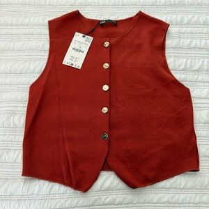 ZARA Vest with Gold Textured buttons